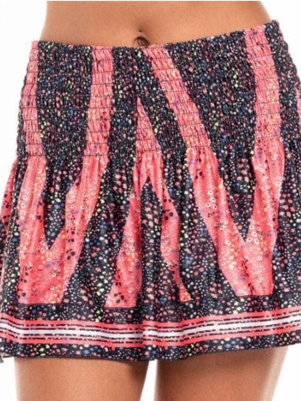 WOMEN'S LUCKY IN LOVE LONG FLOWER POWER SMOCKED TENNIS SKIRT